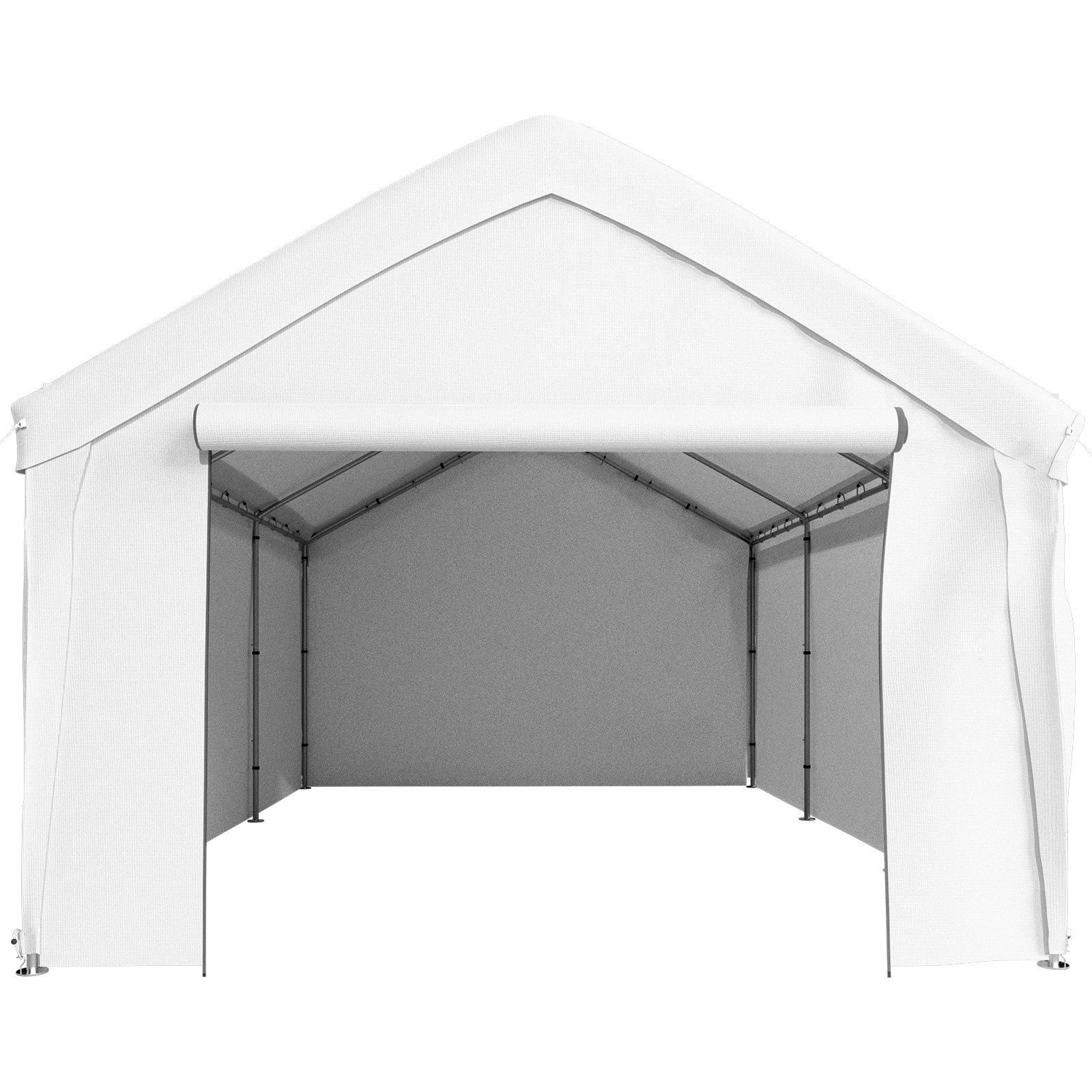 VEVOR 13 x 20 ft Carport Car Canopy, Heavy Duty Garage Shelter with 8 Legs and Removable Sidewalls, Car Garage Tent for Party, Birthday, Boat, Adjustable Peak Height from 9.6 ft to 11.3 ft, White