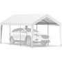 VEVOR 10 x 20 ft Carport Car Canopy, Heavy Duty Garage Shelter med 8 Ben, Bilgaragetält för utomhusfest, födelsedag, trädgård, båt, justerbar topphöjd från 8,3 fot till 10 fot, vit
