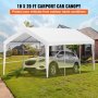 VEVOR 10 x 20 ft Carport Car Canopy, Heavy Duty Garage Shelter with 8 Legs, Car Garage Tent for Outdoor Party, Birthday, Garden, Boat, Adjustable Peak Height from 8.3 ft to 10 ft, White