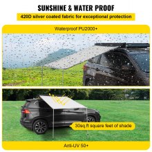 VEVOR Car Awning Car Tent Retractable Waterproof SUV Rooftop Grey 4.6'x6.6'