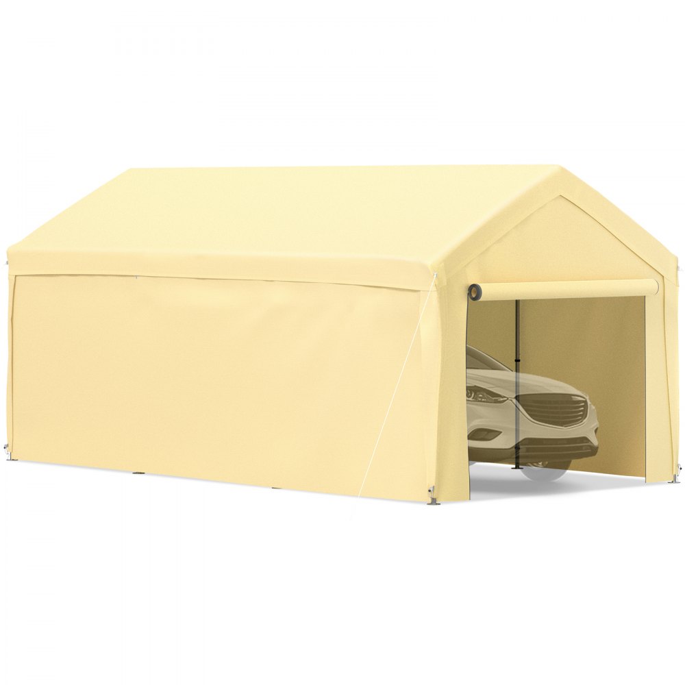 VEVOR Carport Canopy Car Shelter Tent 13 x 20ft with 8 Legs and Sidewalls Yellow