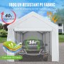 VEVOR 10 x 20 ft Carport Car Canopy, Heavy Duty Garage Shelter with 8 Legs and Removable Sidewalls, Car Garage Tent for Party, Birthday, Boat, Adjustable Peak Height from 8.3 ft to 10 ft, White