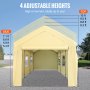 VEVOR 10 x 20 ft Carport Car Canopy, Heavy Duty Garage Shelter with 8 Legs, Removable Sidewalls and Windows, Car Garage Tent for Party, Boat, Adjustable Peak Height from 8.3 ft to 10 ft, Yellow