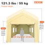 VEVOR 10 x 20 ft Carport Car Canopy, Heavy Duty Garage Shelter with 8 Legs, Removable Sidewalls and Windows, Car Garage Tent for Party, Boat, Adjustable Peak Height from 8.3 ft to 10 ft, Yellow