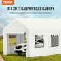 VEVOR Carport Canopy Car Canopy 10 x 20ft w/ 8 Legs Sidewalls Windows White