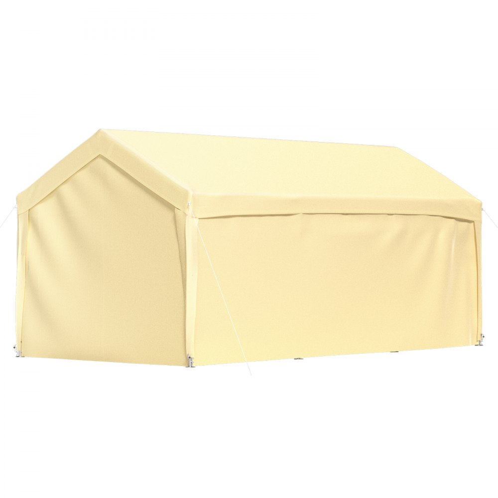 VEVOR carport canopy in beige with sturdy cover and support ropes. suitable for vehicle protection.