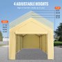 VEVOR Carport Canopy Car Shelter Carpa 10 x 20 pies con 8 patas y paredes laterales amarillo
