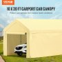 VEVOR 10 x 20 ft Carport Car Canopy, Heavy Duty Garage Shelter with 8 Legs and Removable Sidewalls, Car Garage Tent for Party, Birthday, Boat, Adjustable Peak Height from 8.3 ft to 10 ft, Yellow
