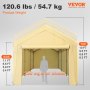 VEVOR 10 x 20 ft Carport Car Canopy, Heavy Duty Garage Shelter with 8 Legs and Removable Sidewalls, Car Garage Tent for Party, Birthday, Boat, Adjustable Peak Height from 8.3 ft to 10 ft, Yellow