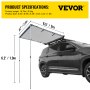 VEVOR Car Side Awning, 8.2'x6.5', Pull-Out Retractable Vehicle Awning Waterproof UV50+, Telescoping Poles Trailer Sunshade Rooftop Tent w/ Carry Bag for Jeep/SUV/Truck/Van Outdoor Camping Travel, Grey