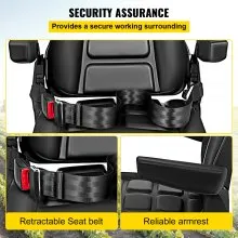 VEVOR Universal Fold Down Forklift Seat with Retractable Safety Belt, Armrest,Adjustable Seat for Excavator, Forklift, Tractor, Skid Loader, Backhoe Dozer Telehandler