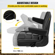 VEVOR Universal Fold Down Forklift Seat with Retractable Safety Belt, Armrest,Adjustable Seat for Excavator, Forklift, Tractor, Skid Loader, Backhoe Dozer Telehandler