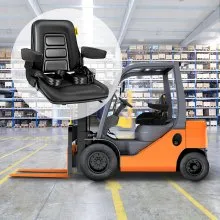 VEVOR Universal Fold Down Forklift Seat with Retractable Safety Belt, Armrest,Adjustable Seat for Excavator, Forklift, Tractor, Skid Loader, Backhoe Dozer Telehandler