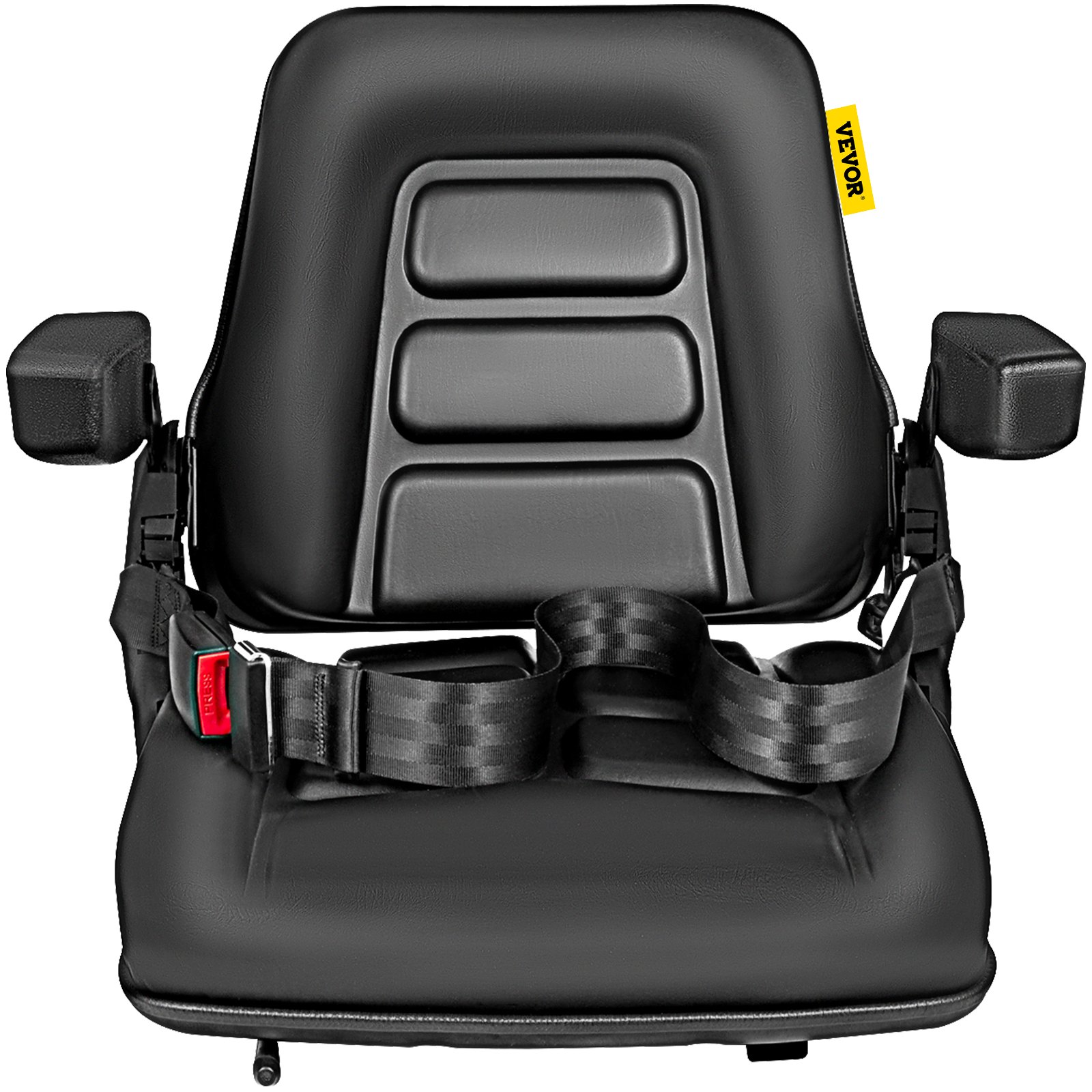 VEVOR Universal Fold Down Forklift Seat with Retractable Safety Belt, Armrest,Adjustable Seat for Excavator, Forklift, Tractor, Skid Loader, Backhoe Dozer Telehandler