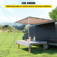 VEVOR Car Awning, 6.5'x6.5' Vehicle Awning, Pull-Out Retractable Awning Rooftop, Waterproof UV50+ Car Side Awning, Telescoping Poles Trailer Tent Shade w/Carry Bag for SUV Outdoor Camping Travel Khaki