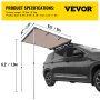VEVOR Car Side Awning, 8.2'x6.5', Pull-Out Retractable Vehicle Awning Waterproof UV50+, Telescoping Poles Trailer Sunshade Rooftop Tent w/Carry Bag for Jeep/SUV/Truck/Van Outdoor Camping Travel, Khaki