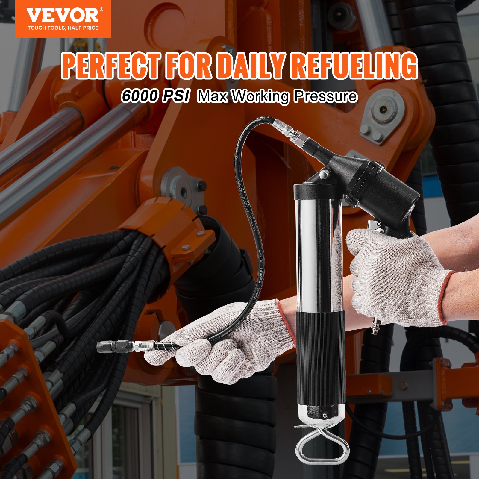 VEVOR Air Operated Grease Gun 6000 PSI 14 oz Heavy Duty Pneumatic Grease Gun