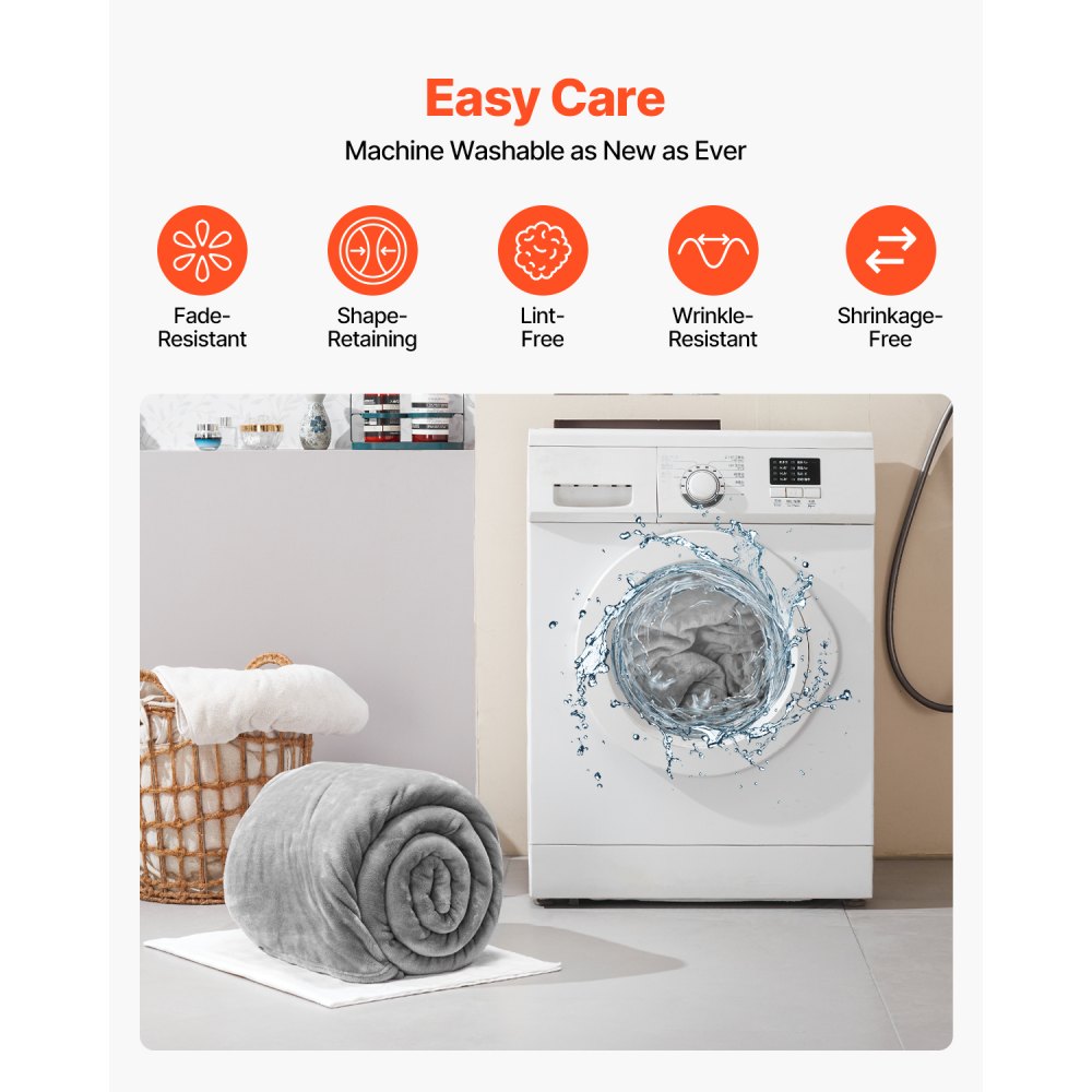 VEVOR King Size Blanket, 108 x 90 inches, Lightweight and Fuzzy Throw Blanket for Bed, Cozy Grey King Blanket for All Season, Warm Plush Machine Washable Bedding, Grey