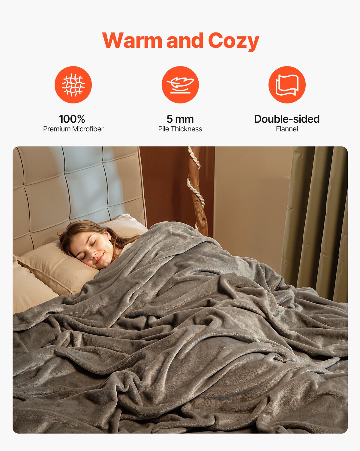 VEVOR King Size Blanket, 108 x 90 inches, Lightweight and Fuzzy Throw Blanket for Bed, Cozy Grey King Blanket for All Season, Warm Plush Machine Washable Bedding, Grey