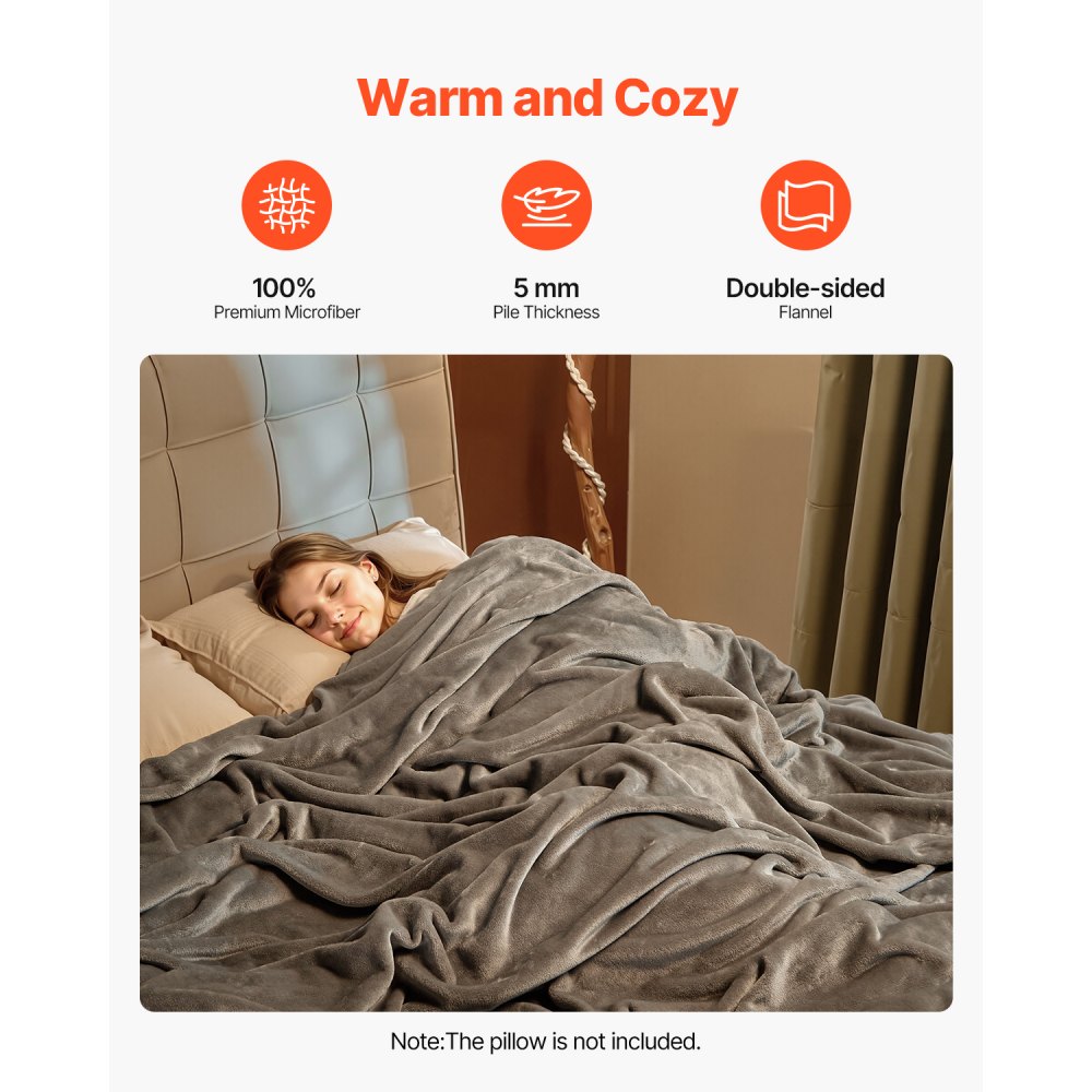 VEVOR Queen Size Blanket, 90 x 90 inches, Lightweight and Fuzzy Throw Blanket for Bed, Cozy Grey Queen Blanket for All Season, Warm Plush Machine Washable Bedding, Grey