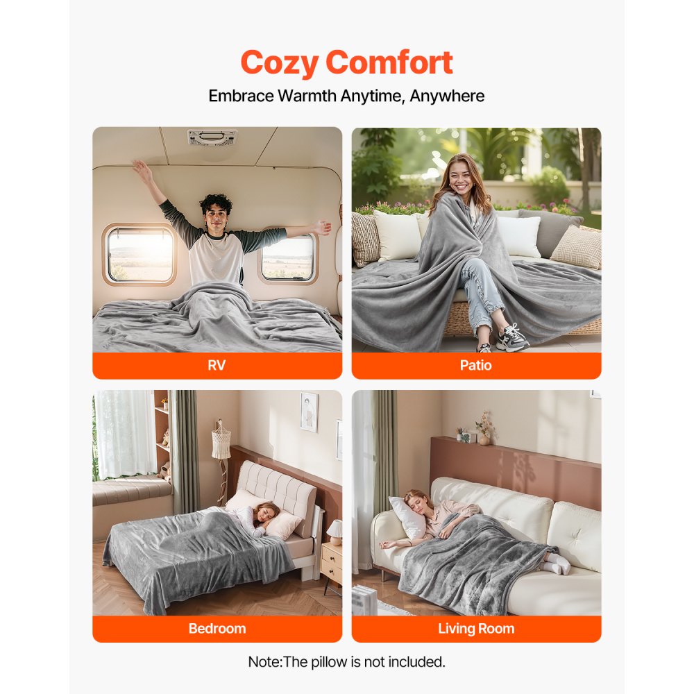 VEVOR Queen Size Blanket, 90 x 90 inches, Lightweight and Fuzzy Throw Blanket for Bed, Cozy Grey Queen Blanket for All Season, Warm Plush Machine Washable Bedding, Grey