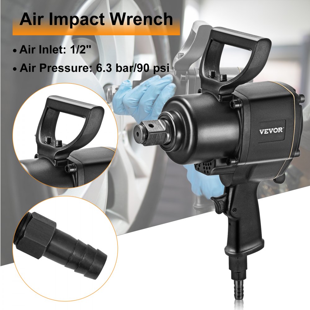 VEVOR 3/4" Air Impact Wrench Kit Rattle Gun Socket Tool Set Pneumatic Metric