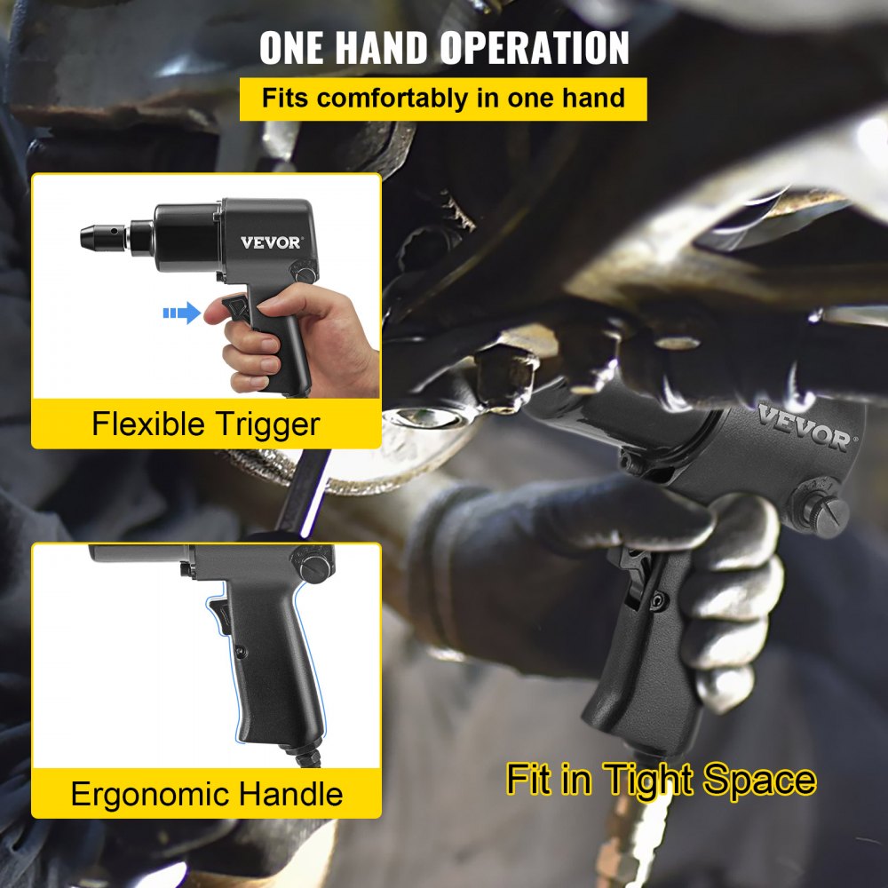 VEVOR 1/2" Twin Hammer Heavy Duty Air Impact Wrench Max Torque 660Nm