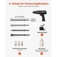 VEVOR Air Hammer 2500-2700 BPM Pneumatic Hammer Air Hammer Kit with 4 Chisels