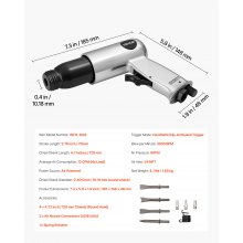 VEVOR Air Hammer 3500 BPM 12 CFM Pneumatic Hammer Air Hammer Kit with 4 Chisels