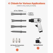 VEVOR Air Hammer 4500 BPM 11 CFM Pneumatic Hammer Air Hammer Kit with 4 Chisels