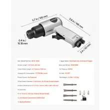 VEVOR Air Hammer 4500 BPM 11 CFM Pneumatic Hammer Air Hammer Kit with 4 Chisels