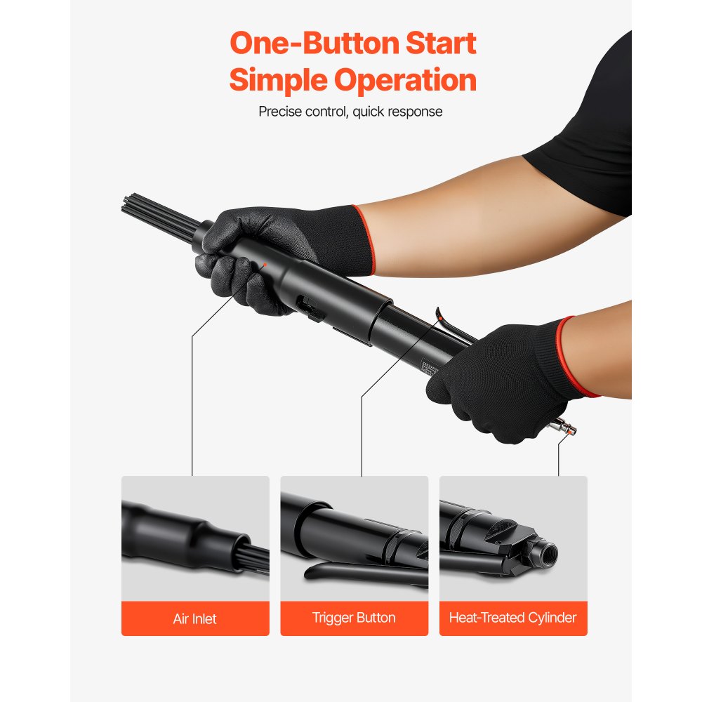 VEVOR Air Needle Scaler, 3400BPM Pneumatic Scaler for Rust Paint Removal - with 3-Speed Adjustment, 19 Hardened Needles & 3 Air Nozzle Connectors - Lightweight, Compact & Ergonomic Grip