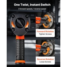 VEVOR Air Impact Wrench, 1/2" Drive Pneumatic Impact Wrench Up to 1490N.m Reverse Torque, 7500RPM 4-Speed Adjustable & Lightweight Pneumatic Gun for Auto Repairs and Maintenance