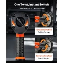VEVOR Air Impact Wrench 1/2" Drive Pneumatic Impact Gun Up to 1100ft-lbs 4-Speed