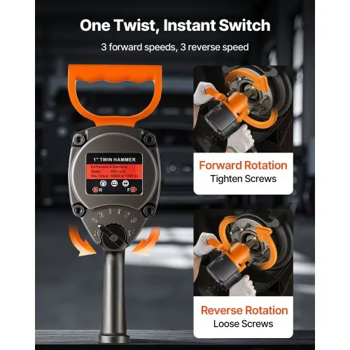 VEVOR Inch Air Impact Wrench, Up to 1200 ft-lbs Nut-Busting