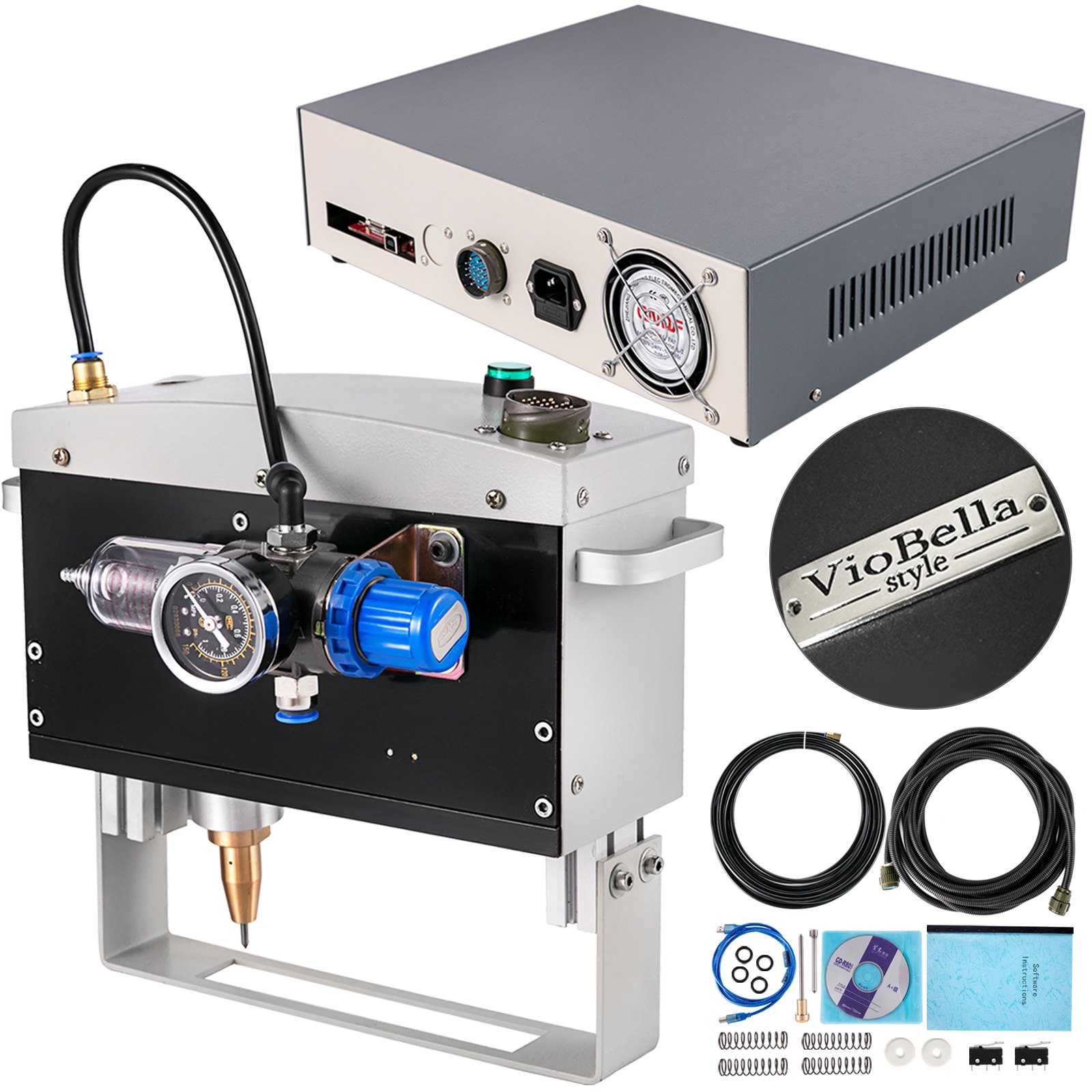VEVOR Pneumatic Marking Machine 80X30mm Metal Marking Machine 300W Pneumatic Dot Peen Marking Machine Maximum Marking Depth 0.05-2 mm for Marking Code, Serial Number, Letter, Logo