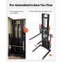 VEVOR Full Electric Pallet Stacker, 3300 lbs Capacity, Pallet Lift Stacker Forklift with Straddle Legs & Forks, 127.6 Inches Lifting Height & 8.66-31.1 Inches Adjustable Fork Width, Orange & Black
