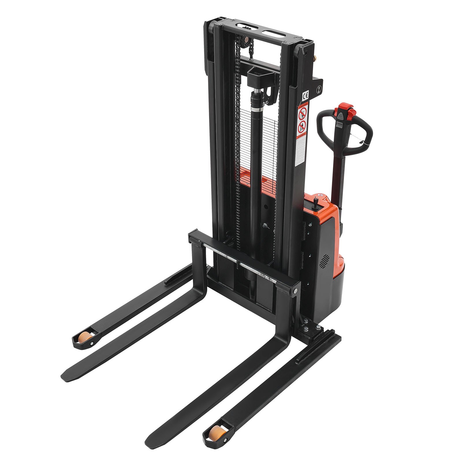 VEVOR Full Electric Pallet Stacker, 3300 lbs Capacity, Pallet Lift Stacker Forklift with Straddle Legs & Forks, 96.06 Inches Lifting Height & 8.66-31.1 Inches Adjustable Fork Width, Orange & Black