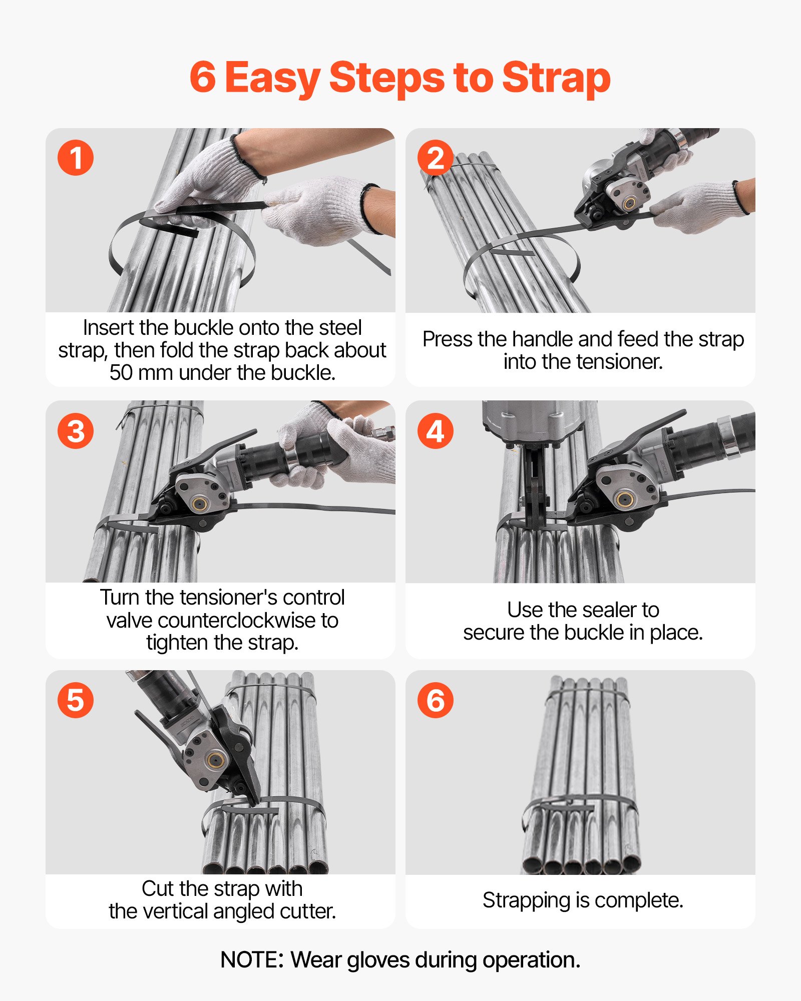 VEVOR Pneumatic Steel Strapping Machine, 8500 N Tension Force, Metal Strapping Tool Tensioner and Cutter Sealer for 19 mm Width Metal Belt, Heavy Duty Split Type Baler for High Tensile Packaging