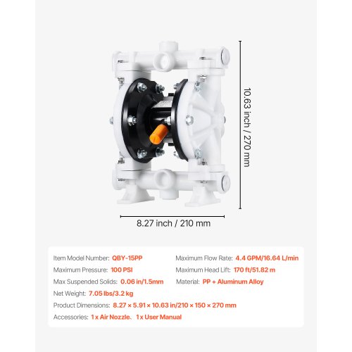 Pneumaatiline membraanpump 17 l/min, PP — pilt 7