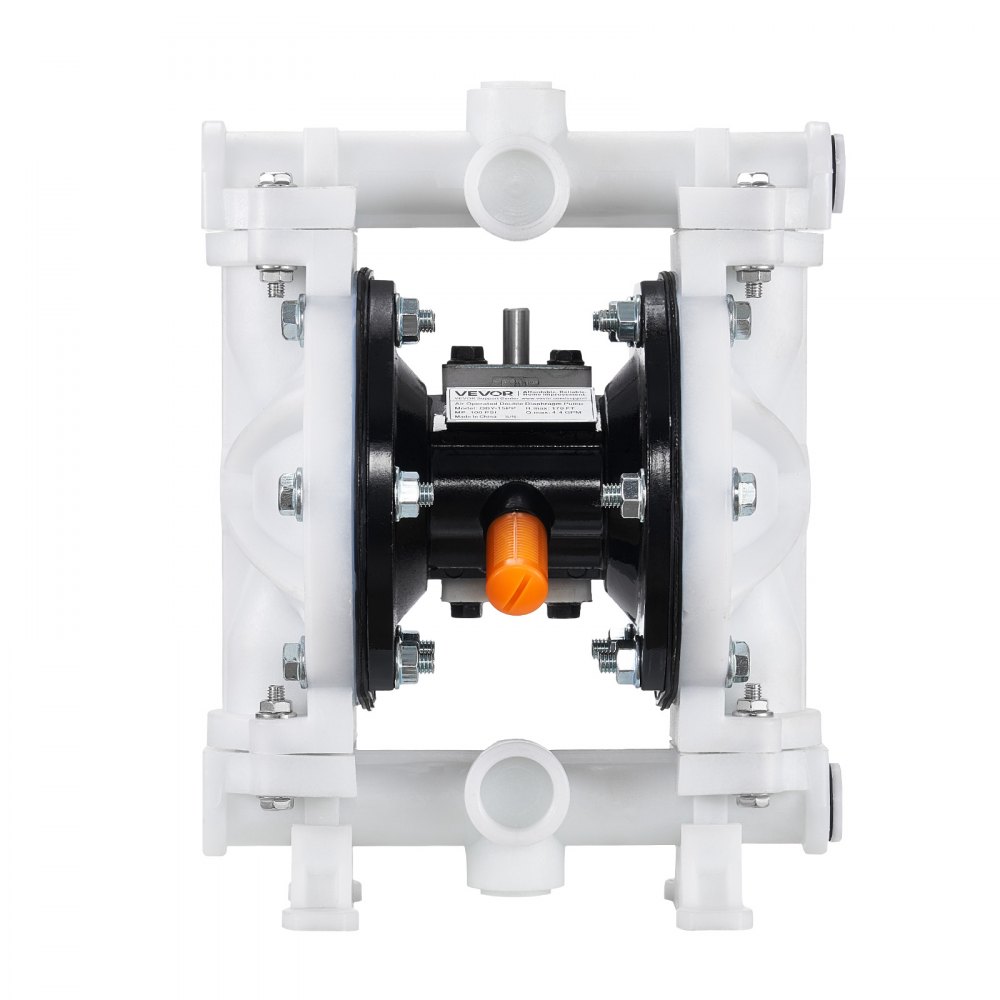 Bomba neumática de doble diafragma VEVOR, 4.4 GPM, entrada y salida de 1-1/2 pulgadas, bomba neumática para transferencia de aceite usado, máx. 100 PSI, cuerpo de polipropileno, para diésel, grasa, queroseno y gasolina.