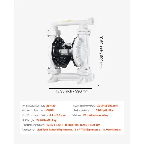 Pneumaatiline membraanpump 95 l/min, PP — pilt 7