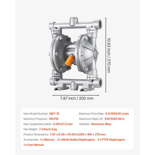 Pneumaatiline membraanpump 25 l/min, alumiinium — pilt 7