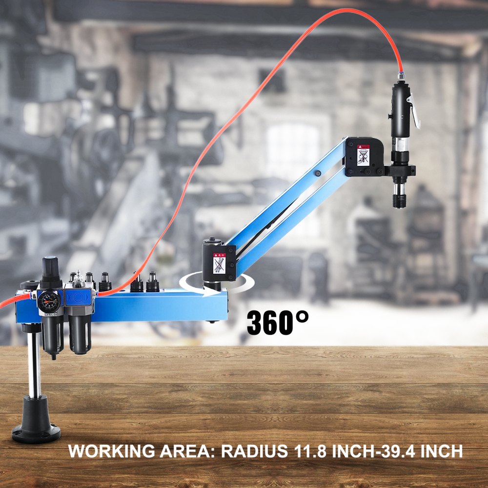 VEVOR pneumatic tapping machine with 360° rotation in an industrial setting.