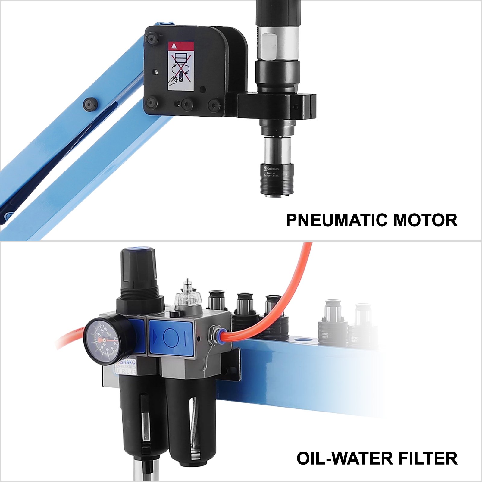 VEVOR pneumatic tapping machine with pneumatic motor and oil-water filter.
