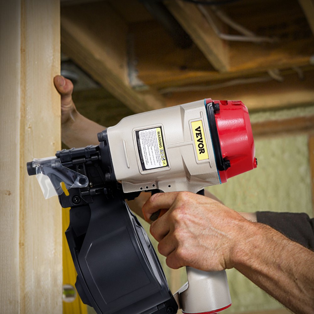 VEVOR Roofing Nail Gun CN70, Professional Coil Nailer from 1-3/4-Inch up to 2-3/4-Inch, Siding Nailer with Adjustable PC Magazine Coil Siding Nailer 15 Degree for Driving Roofing Nails Fast and Hard