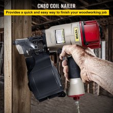 VEVOR Pneumatic Nail Gun CN80, Professional Coil Nailer Maximum Fastener Length 3-1/5", Siding Nailer with Adjustable PC Magazine Coil Siding Nailer 15 Degree for Wood Working Fast and Hard