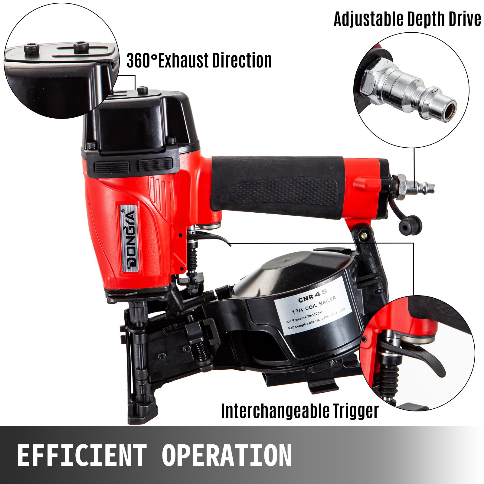 Coil Nail Gun Nailer 22-45 mm Air Tool Decking Fencing Framing Industrial CNR45