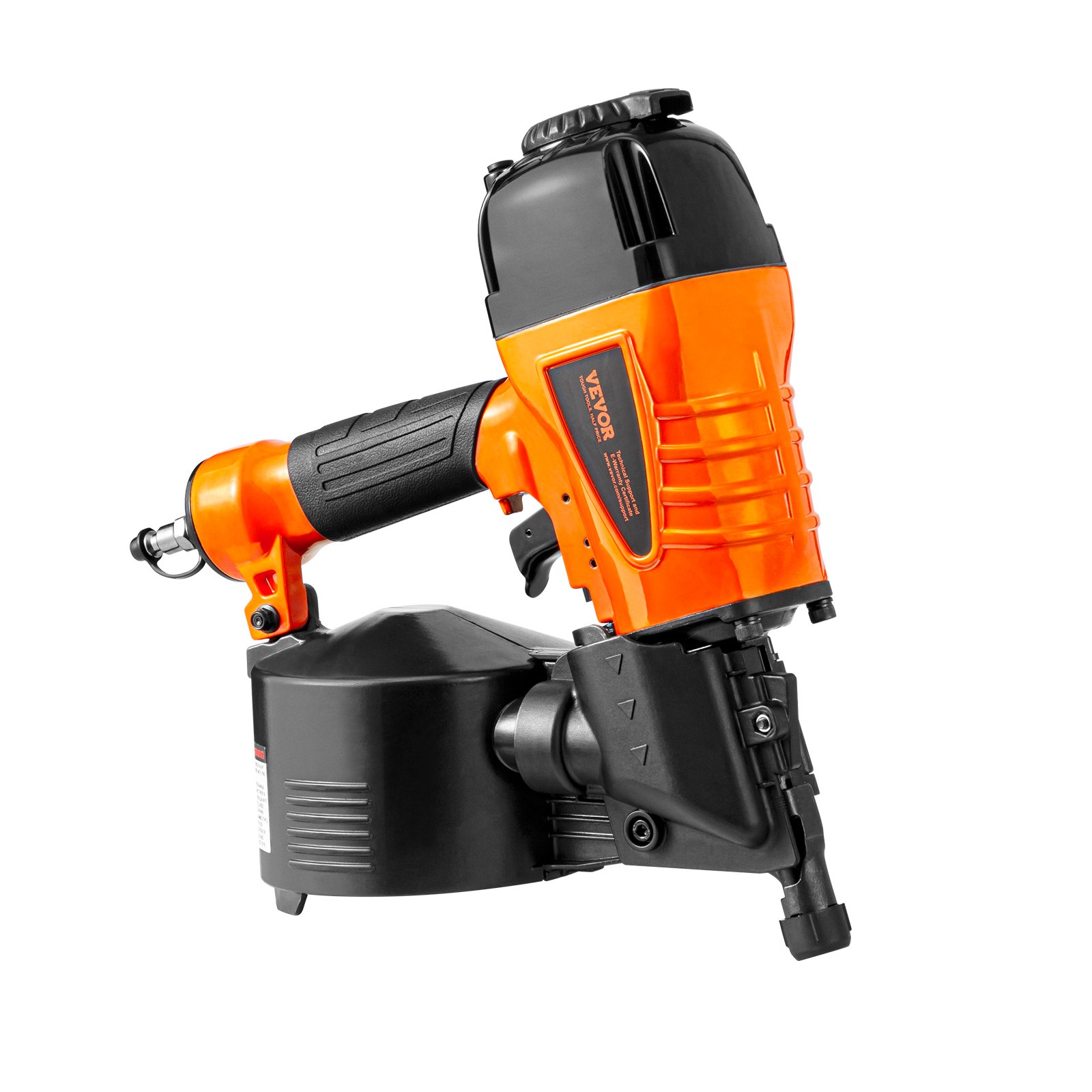 VEVOR Coil Siding Nailer CN65, 1-1/4" to 2-1/2" 15 Degree Pneumatic Siding Nail Gun with Tool-Less Depth Adjustment, 70-120PSI Air Coil Nailer for Siding, Pallet Sheathing, Wooding, Fencing, Decking