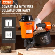 VEVOR MCN70 Coil Siding Nailer 1-3/4 to 2-3/4 inch 15 Degree Pneumatic Nail Gun